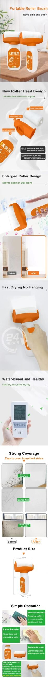 Wall Repair Rolling Paint Refinish Paint Roller Brush Wall Net-Odor Repair Paint Roller Brush Repair Paint Wall Tool for Tile Wall Repair Rolling Paint Refinish Paint Roller Brush Wall Net-Odor Repair Paint Roller Brush Repair Paint Wall Tool for Tile