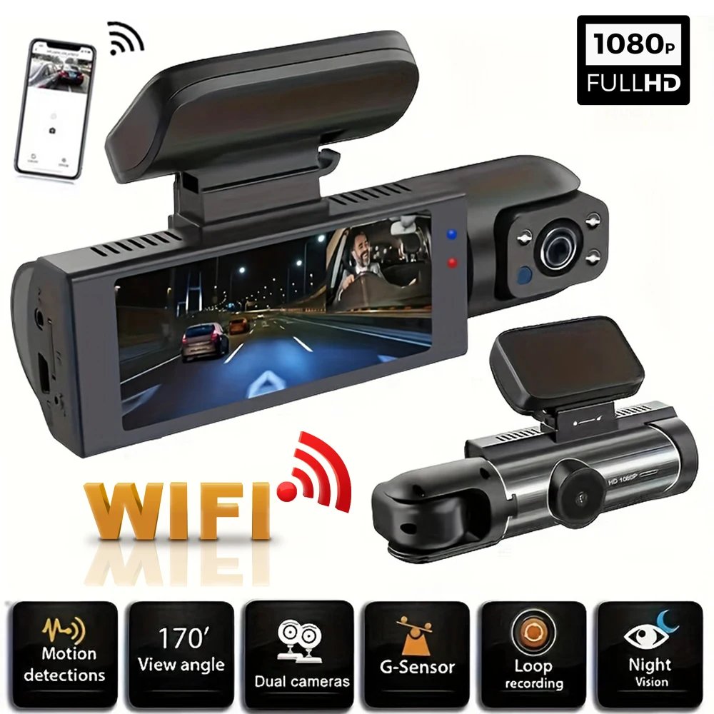 1080P WIFI Dual camera Dash Cam for cars,Front And Inside,car camera with IR Night Vision,Loop Recording,wide angle Car DVR Came 1080P WIFI Dual camera Dash Cam for cars,Front And Inside,car camera with IR Night Vision,Loop Recording,wide angle Car DVR Came