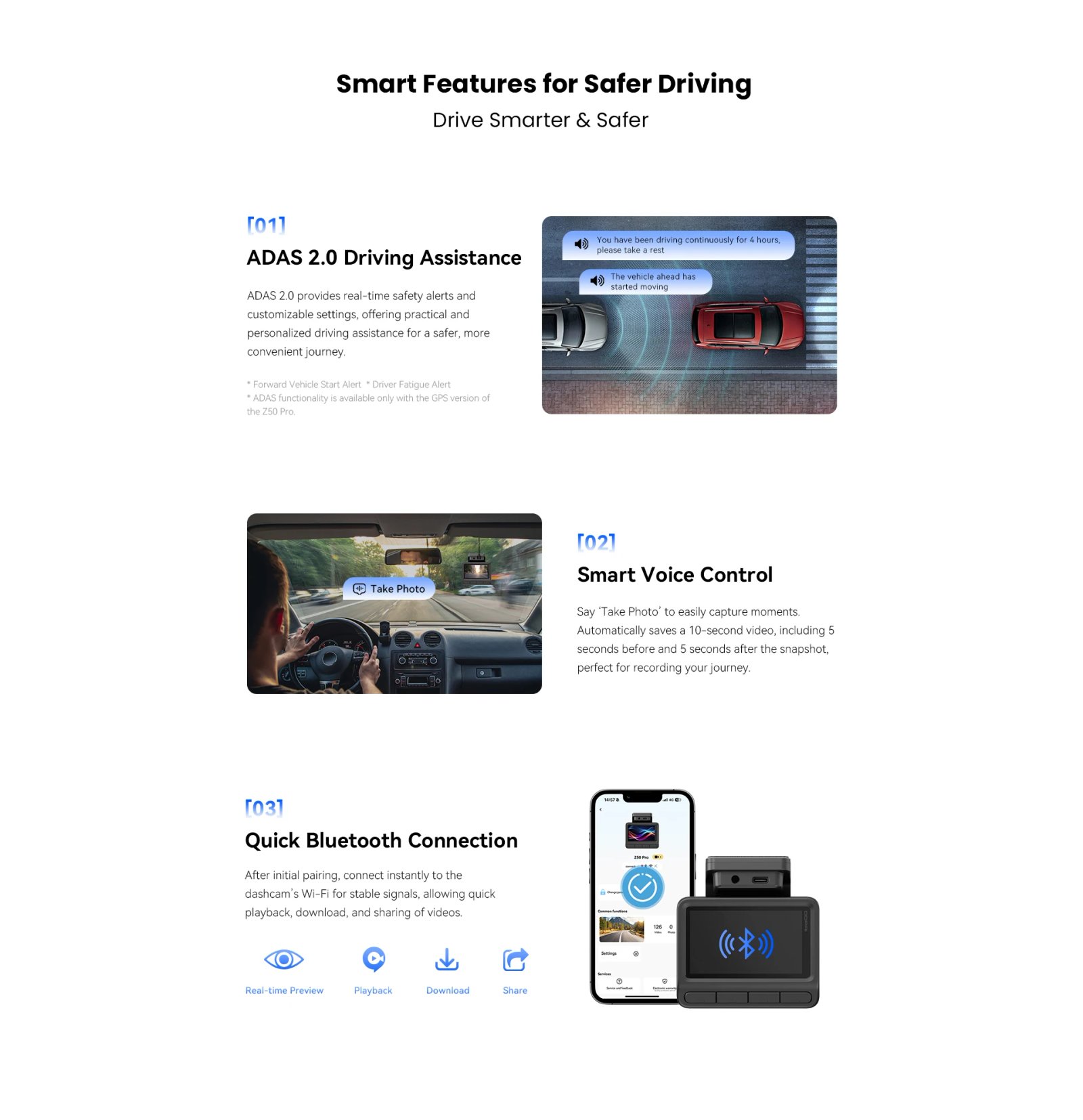 2025 New DDPAI Z50 Pro Dash Cam  4K Car DVR Night Vision 5GHz Wi-Fi GPS ADAS 24h Parking mode Front and Rear Camera