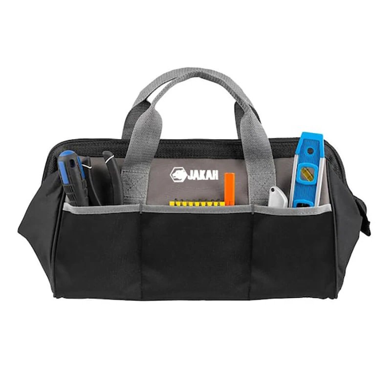 18-inch Heavy Duty Tool Bag for Men with Waterproof Hard Bottom, Wide Mouth Tool Bag Organizer Multi Pockets Tool Tote