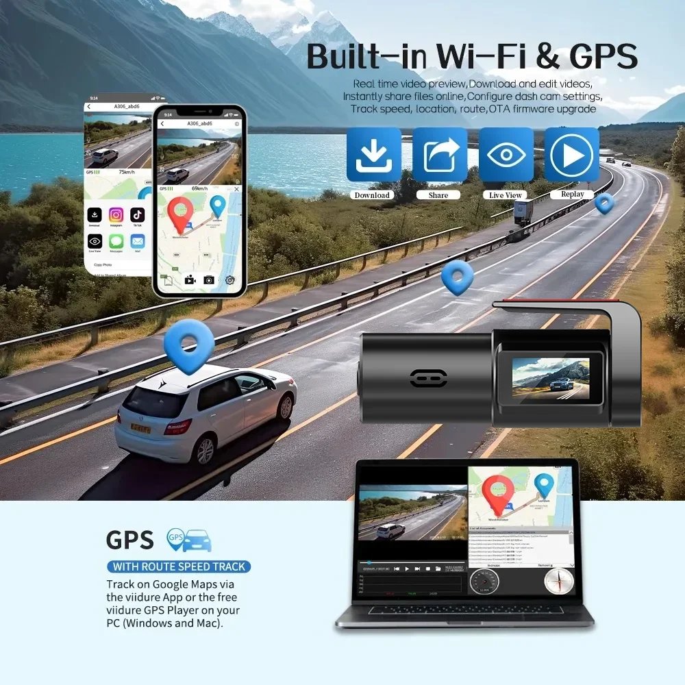 FHD 1080P Mini WIFI G-Sensor Dash Cam for Car Front Camera with Night Vision & 24H Parking Surveillance