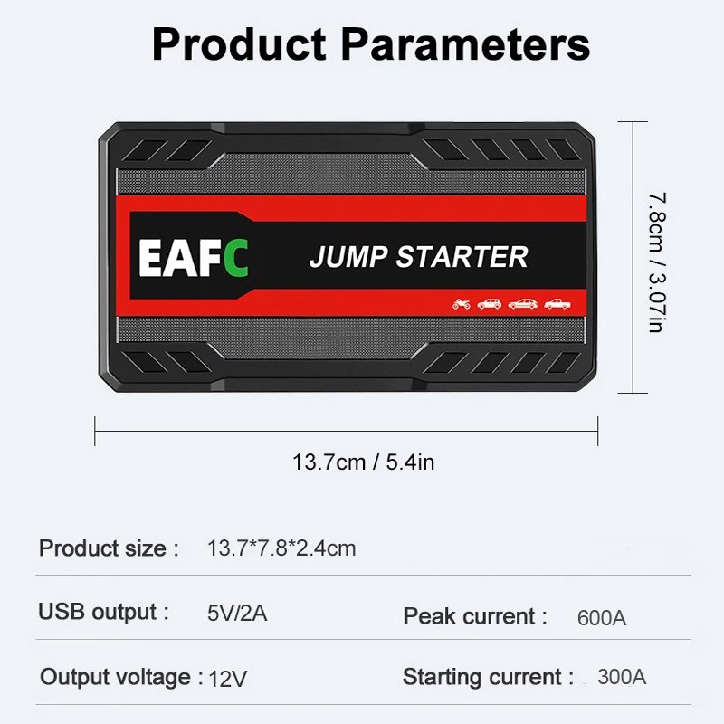 Car Jump Starter Battery Power Bank 600A for Car Starter Portable Emergency Booster 12V Auto Starting Device Petrol Diesel Car Jump Starter Battery Power Bank 600A for Car Starter Portable Emergency Booster 12V Auto Starting Device Petrol Diesel