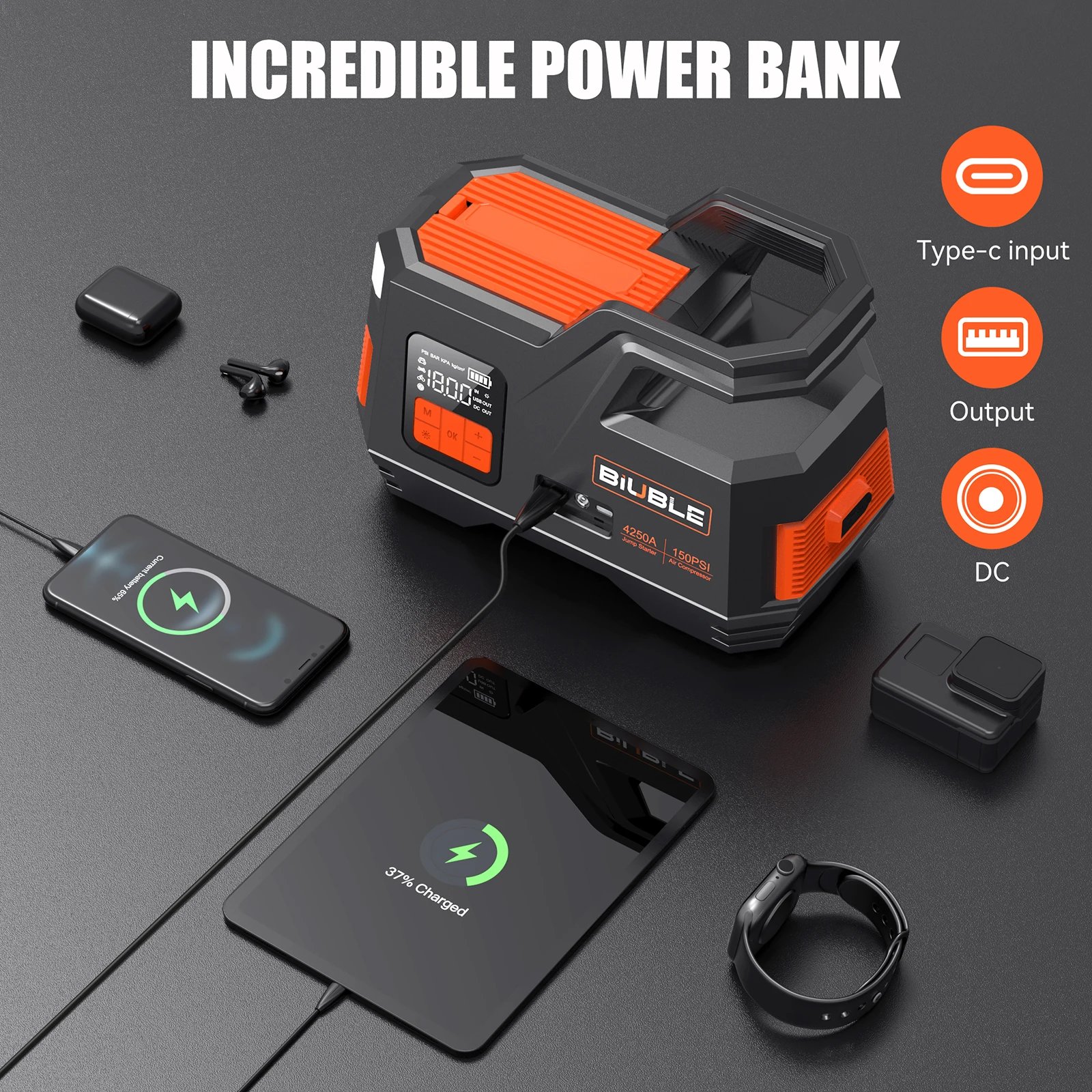 26800mAh Car Jump Starter Power Bank Portable Air Compressor Inflator Pump Power Station 4250A Battery Starter Auto Booster 26800mAh Car Jump Starter Power Bank Portable Air Compressor Inflator Pump Power Station 4250A Battery Starter Auto Booster