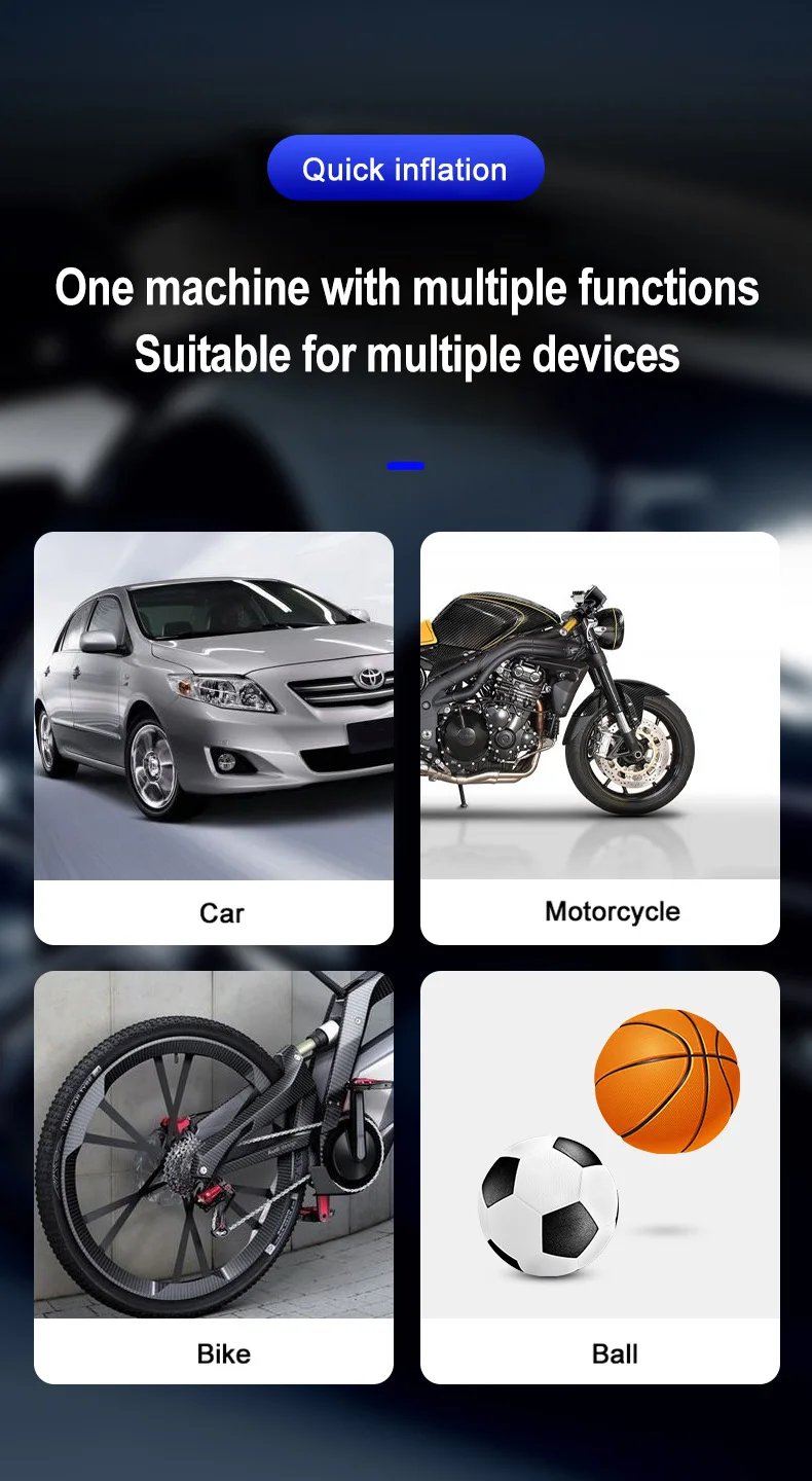 Rechargeable Air Compressor Wireless Pure Cooper Motor Inflatable Air Compressor Pump with Pressure Gauge Emergency LED Lights Rechargeable Air Compressor Wireless Pure Cooper Motor Inflatable Air Compressor Pump with Pressure Gauge Emergency LED Lights