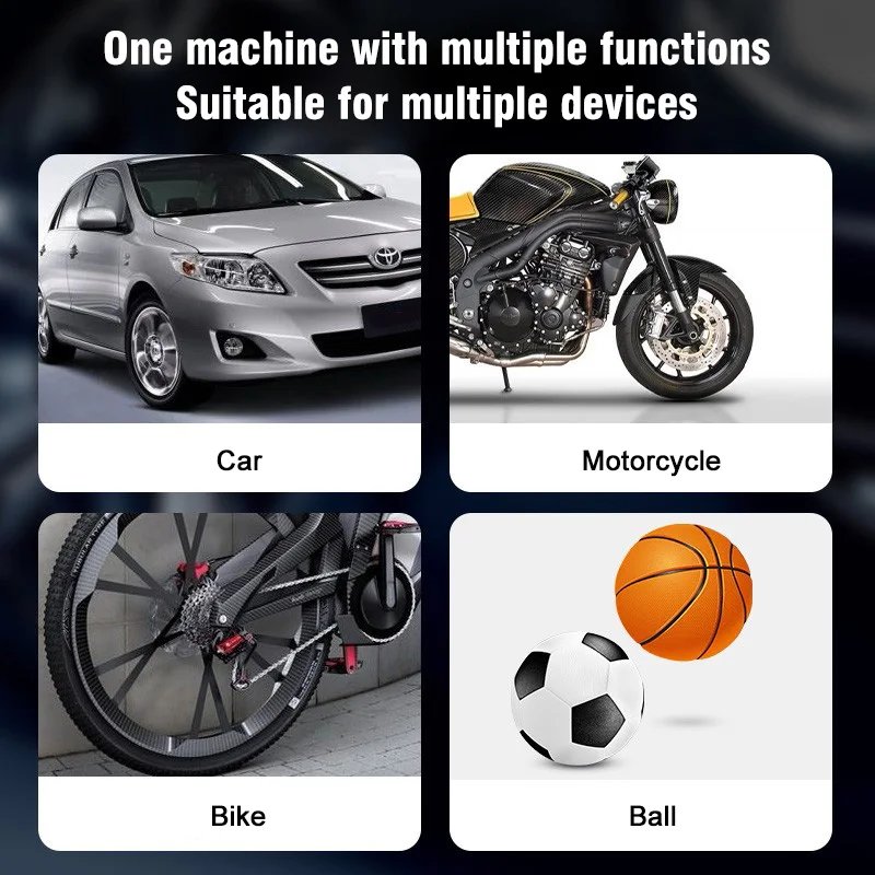 Rechargeable Air Compressor Wireless Pure Cooper Motor Inflatable Air Compressor Pump with Pressure Gauge Emergency LED Lights Rechargeable Air Compressor Wireless Pure Cooper Motor Inflatable Air Compressor Pump with Pressure Gauge Emergency LED Lights