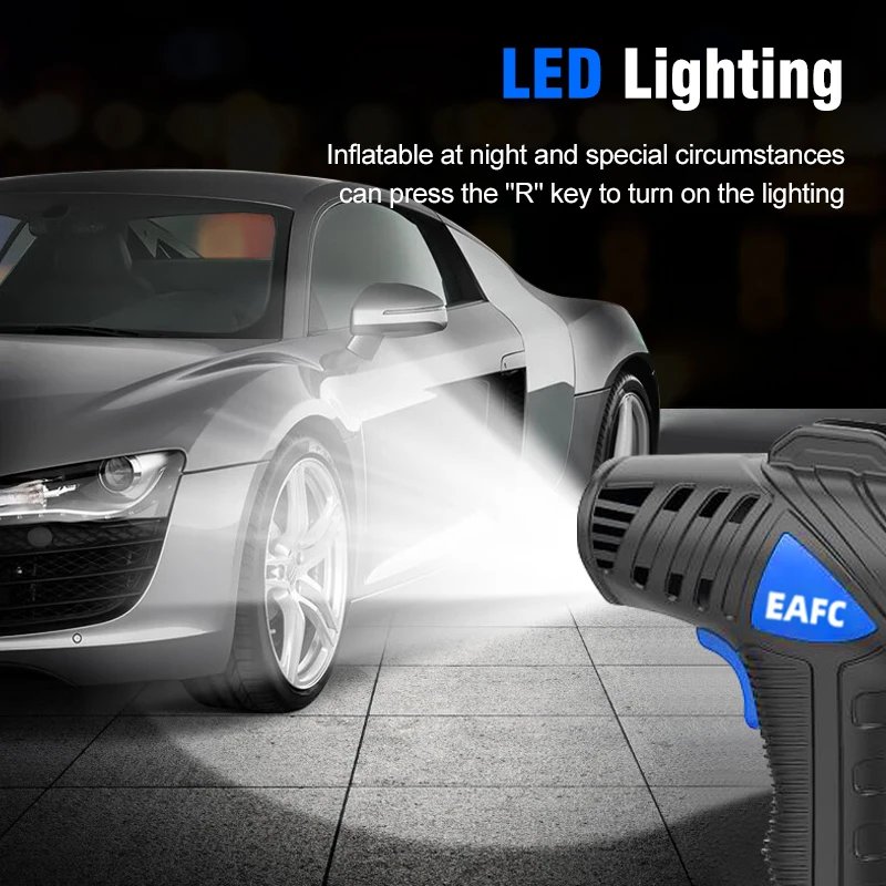 Rechargeable Air Compressor Wireless Pure Cooper Motor Inflatable Air Compressor Pump with Pressure Gauge Emergency LED Lights Rechargeable Air Compressor Wireless Pure Cooper Motor Inflatable Air Compressor Pump with Pressure Gauge Emergency LED Lights