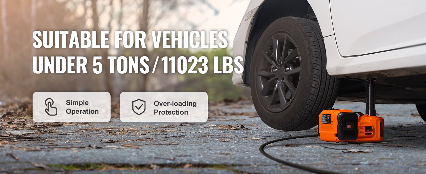 VEVOR 5 Ton Electric Car Jack 11023 LBS Hydraulic Jack Lift Portable Car Jack for SUV MPV Sedan Truck Change Tires Garage Repair