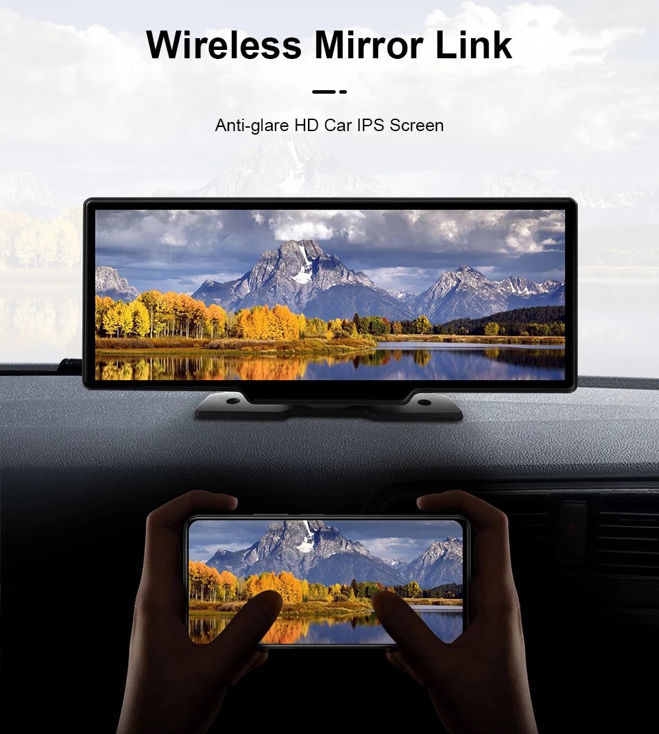 10.26'' 4K Dash Cam Car DVR Android Auto Carplay Display Screen Smart Car System Video Recorder Monitor With Rear Camera 5G WIFI