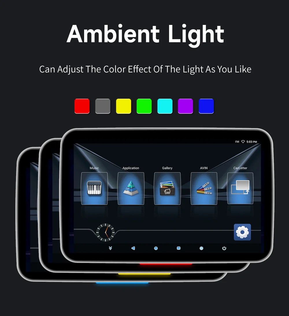 2024 New Headrest Monitor Display IPS Android Tablet Touch Screen For Car Rear Seat Player Video Music Bluetooth AirPlay HDMI