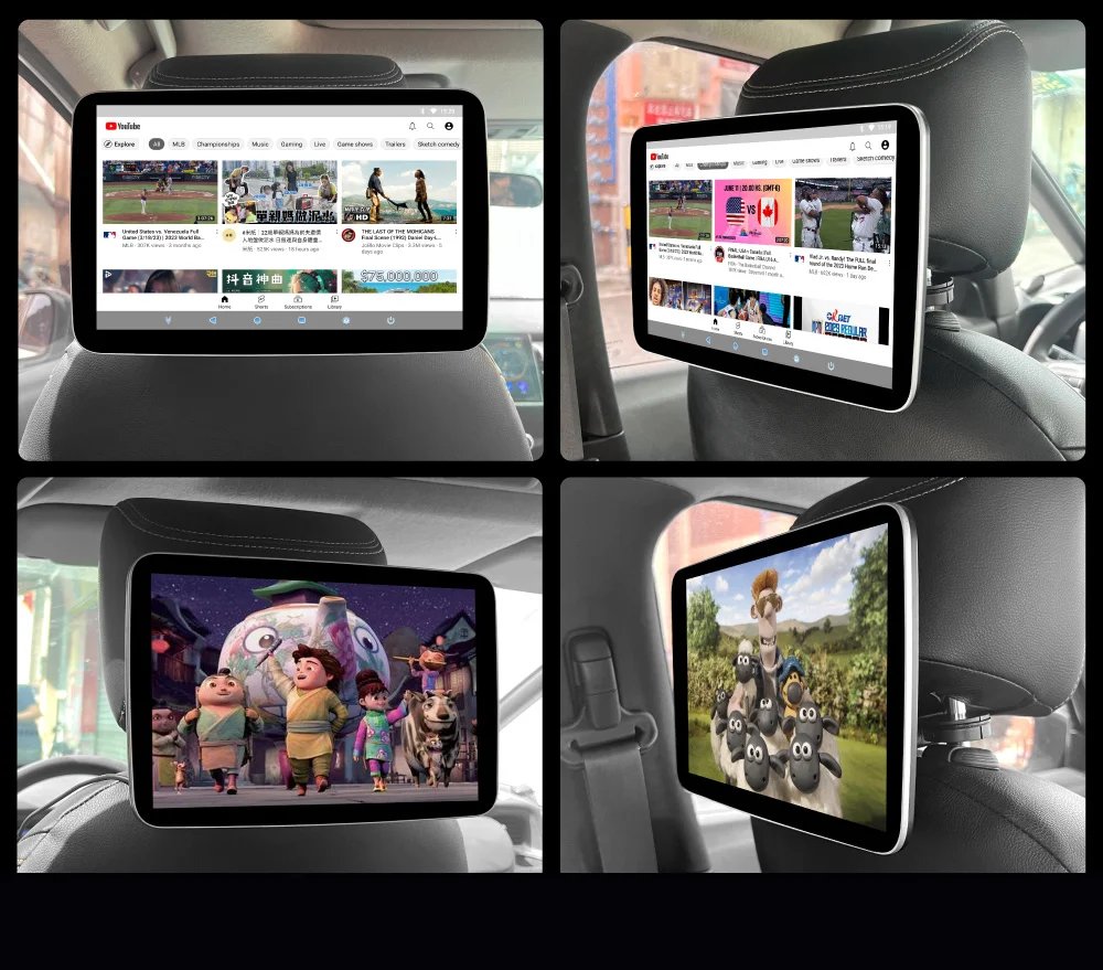 2024 New Headrest Monitor Display IPS Android Tablet Touch Screen For Car Rear Seat Player Video Music Bluetooth AirPlay HDMI