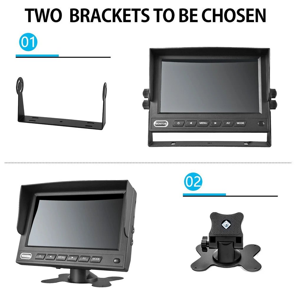 7″ AHD 1080P Quad Split Screen Monitor with DVR Recording 4CH Video camera input for RV truck trailer front/rear and side view 7