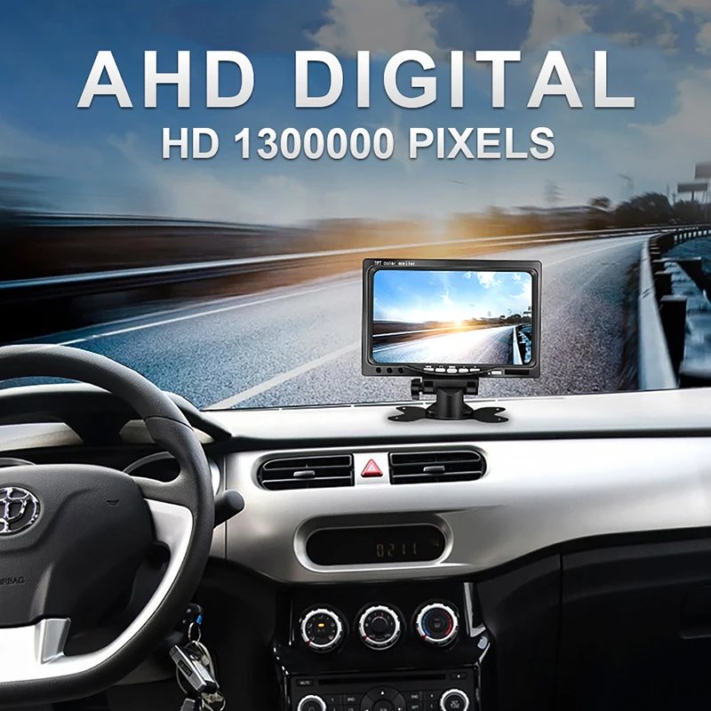 AHD 1080P 7 Inch IPS Screen Car Video Monitor Camera CCTV Surveillance Parking System With Cigarette Lighter Power Supply