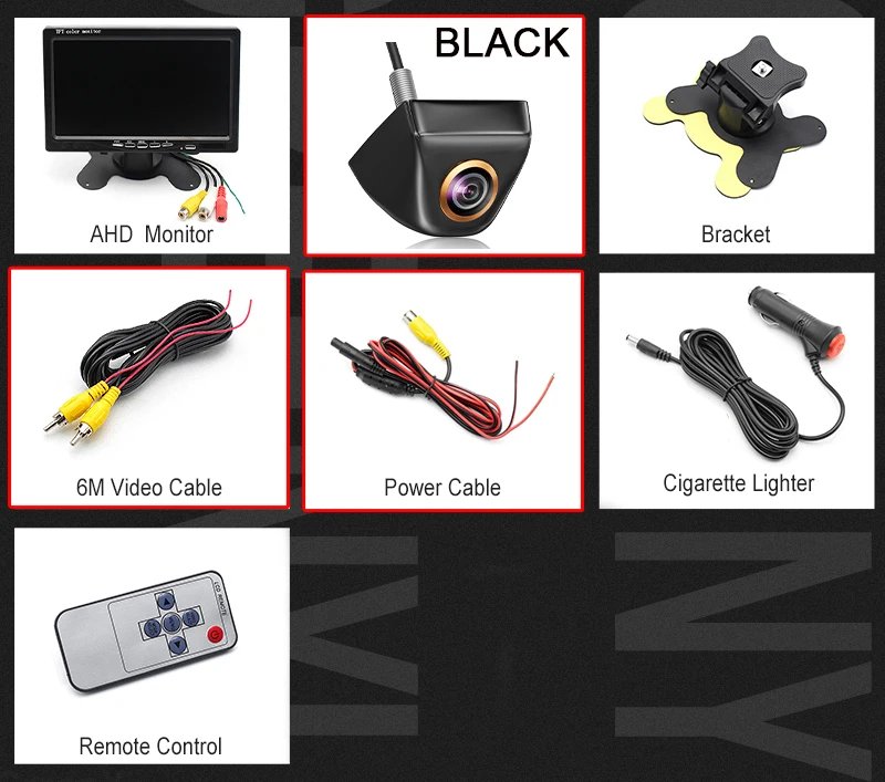 AHD 1080P 7 Inch IPS Screen Car Video Monitor Camera CCTV Surveillance Parking System With Cigarette Lighter Power Supply