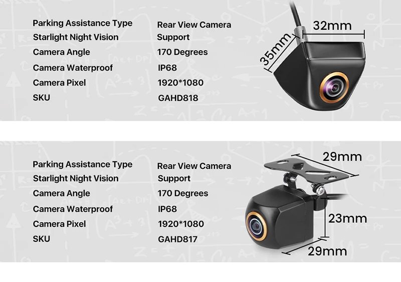 AHD 1080P 7 Inch IPS Screen Car Video Monitor Camera CCTV Surveillance Parking System With Cigarette Lighter Power Supply