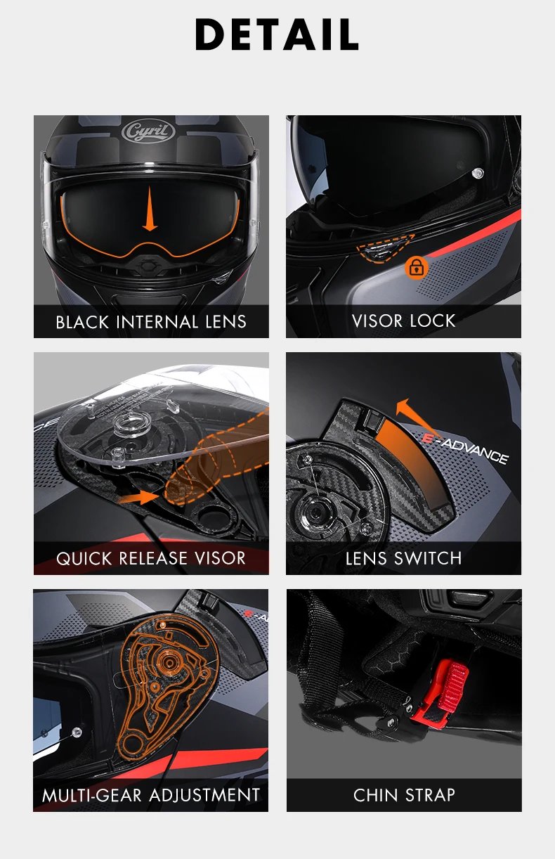 Full Face Motorcycle Helmet with Dual Visor Cyril Flip-up Motorcycle Helmet with Bluetooth Slot For Adult DOT Approved Helmet