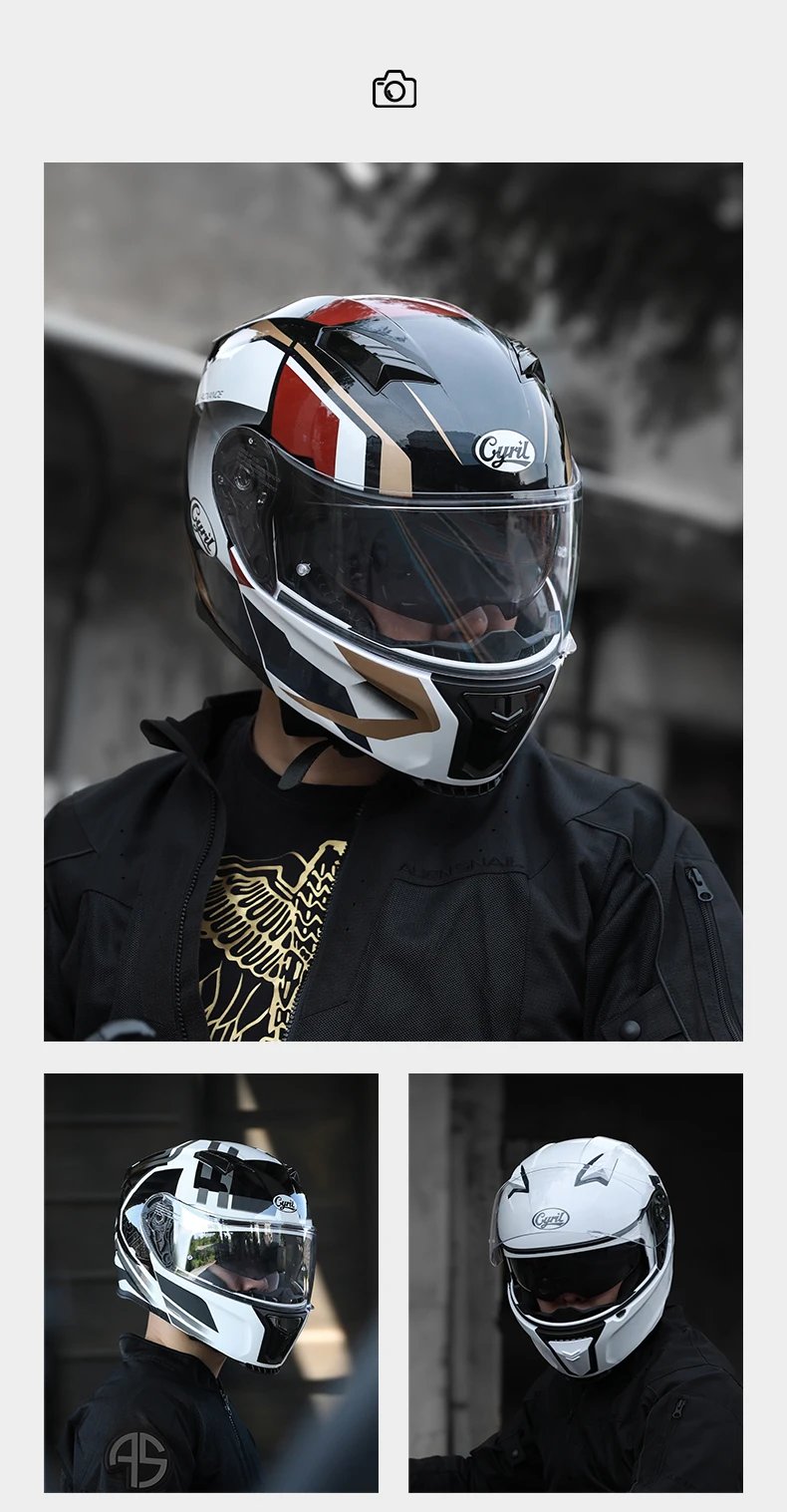 Full Face Motorcycle Helmet with Dual Visor Cyril Flip-up Motorcycle Helmet with Bluetooth Slot For Adult DOT Approved Helmet