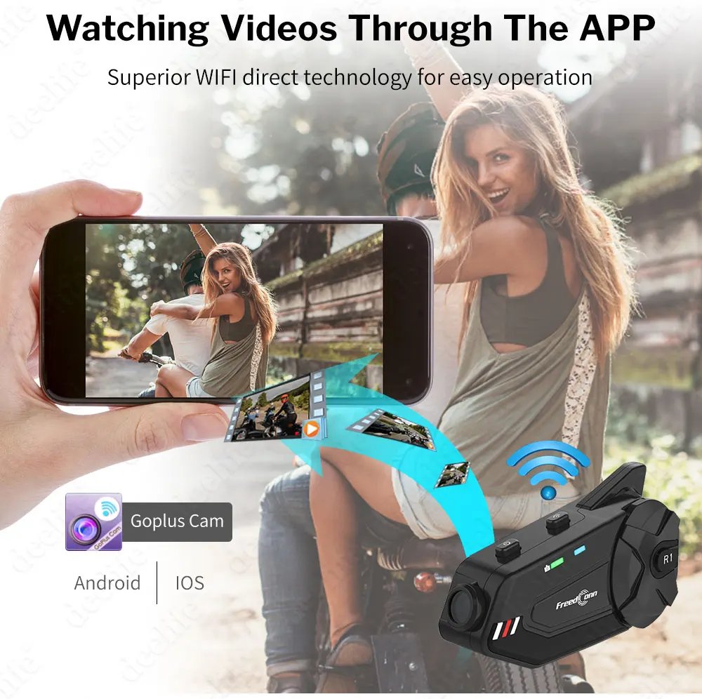 Deelife Bluetooth Motorcycle Intercom with Camera WiFi Video Recorder for Moto Headset Motorbike Helmet Headphones Deelife Bluetooth Motorcycle Intercom with Camera WiFi Video Recorder for Moto Headset Motorbike Helmet Headphones