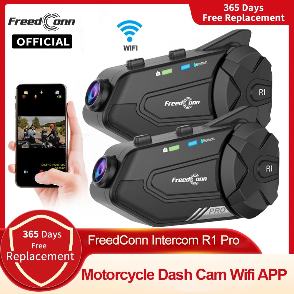 Freedconn R1 Pro Bluetooth Motorcycle Intercom Helmet Headset Group Speaker Headphone WiFi App Motorbike Dash Cam Moto Auto Dvr Freedconn R1 Pro Bluetooth Motorcycle Intercom Helmet Headset Group Speaker Headphone WiFi App Motorbike Dash Cam Moto Auto Dvr