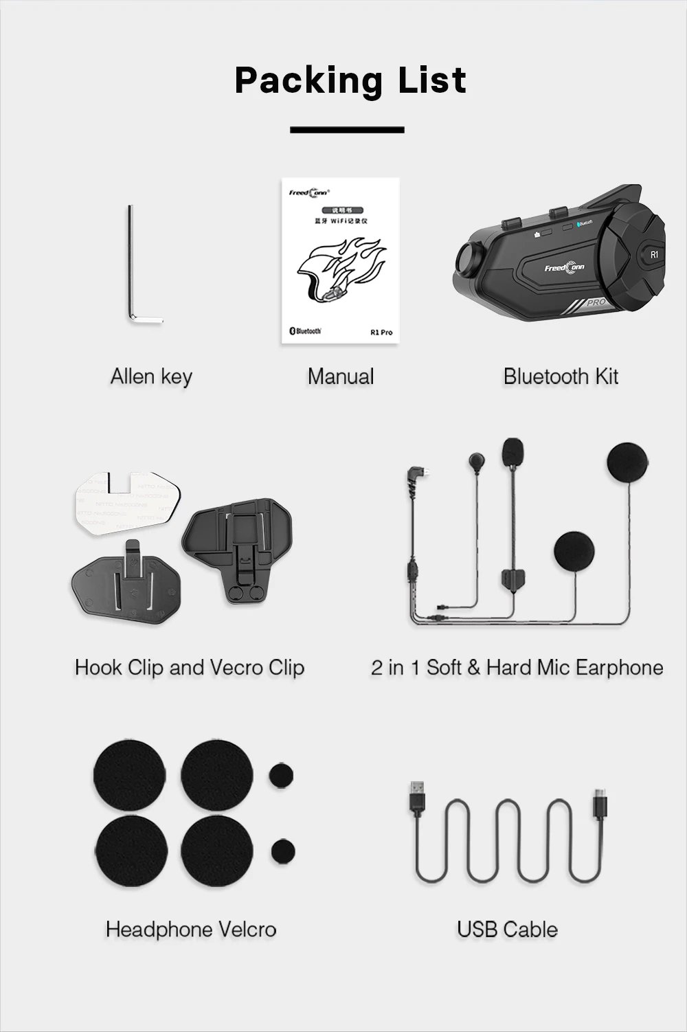 Freedconn R1 Pro Bluetooth Motorcycle Intercom Helmet Headset Group Speaker Headphone WiFi App Motorbike Dash Cam Moto Auto Dvr Freedconn R1 Pro Bluetooth Motorcycle Intercom Helmet Headset Group Speaker Headphone WiFi App Motorbike Dash Cam Moto Auto Dvr