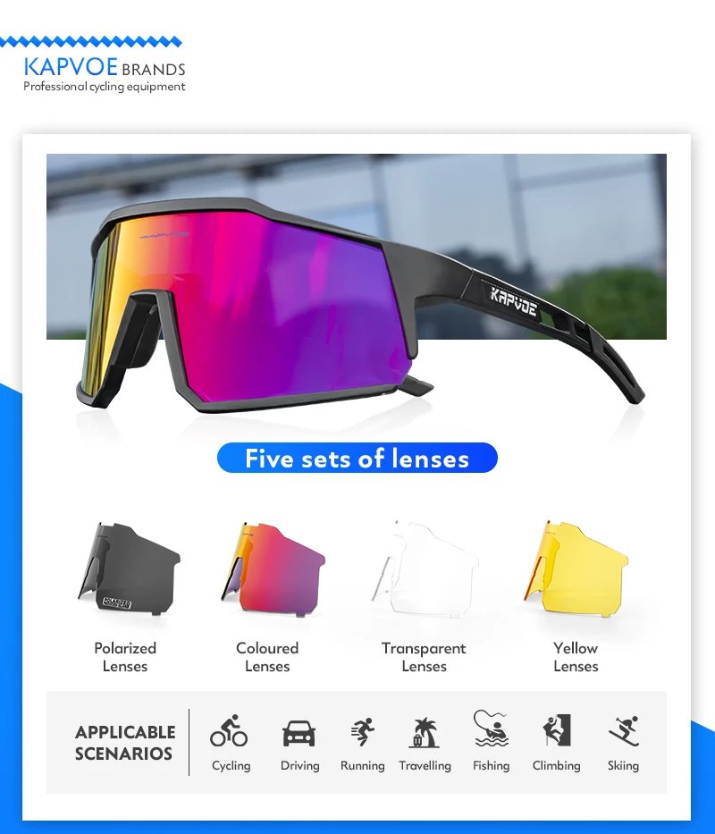 Kapvoe Sports Driving bike Cycling Glasses running climbing Sunglasses Outdoor for Men Woman Bicycle Cycling UV400 Goggles hot