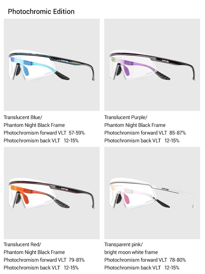 Kapvoe New Men Gold Photochromic Cycling Sunglasses UV400 Outdoor Eyewear Sports Women Glasses Running Bicycle MTB Bike Goggles