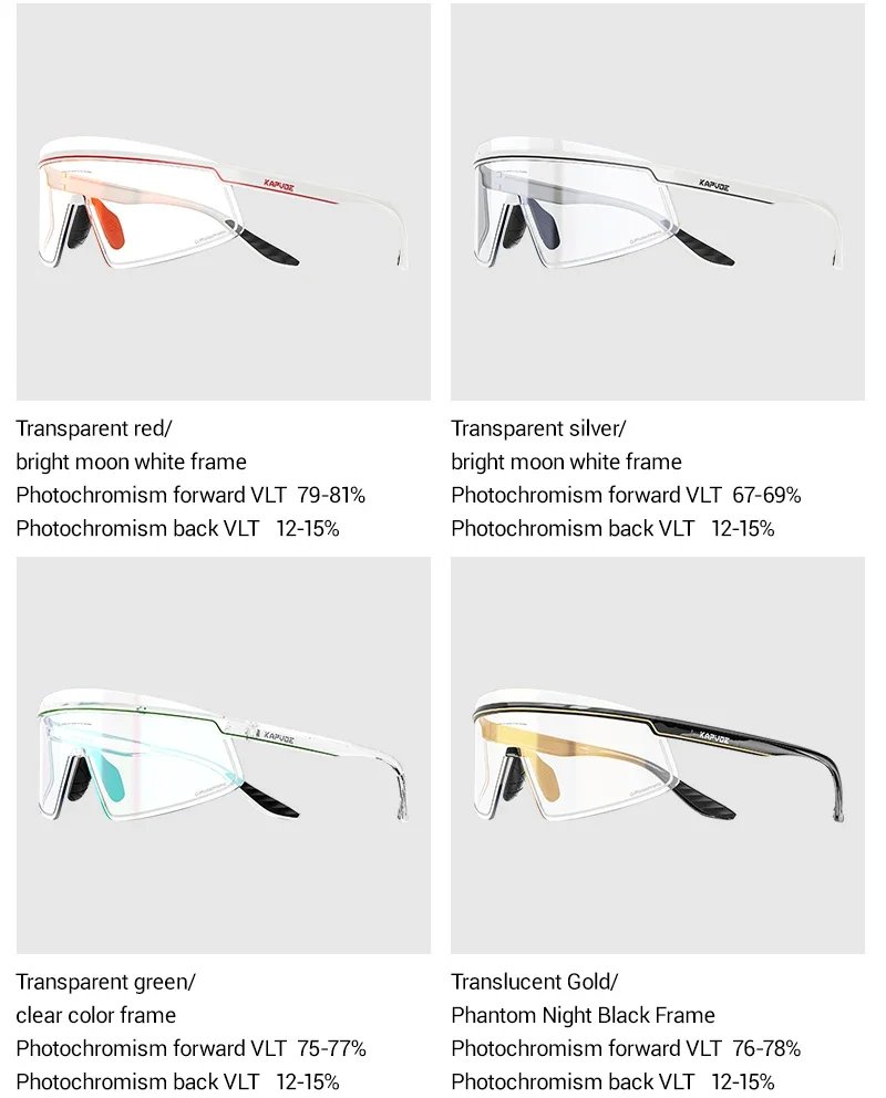 Kapvoe New Men Gold Photochromic Cycling Sunglasses UV400 Outdoor Eyewear Sports Women Glasses Running Bicycle MTB Bike Goggles