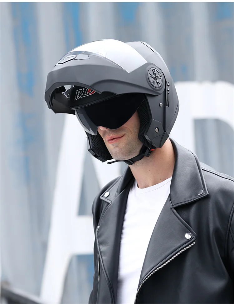 BLD Personalised Motorcycle Full Face Helmet Men Women Fashion Dual Lens Helmets Motocross Racing Modular Flip Up Casco Moto