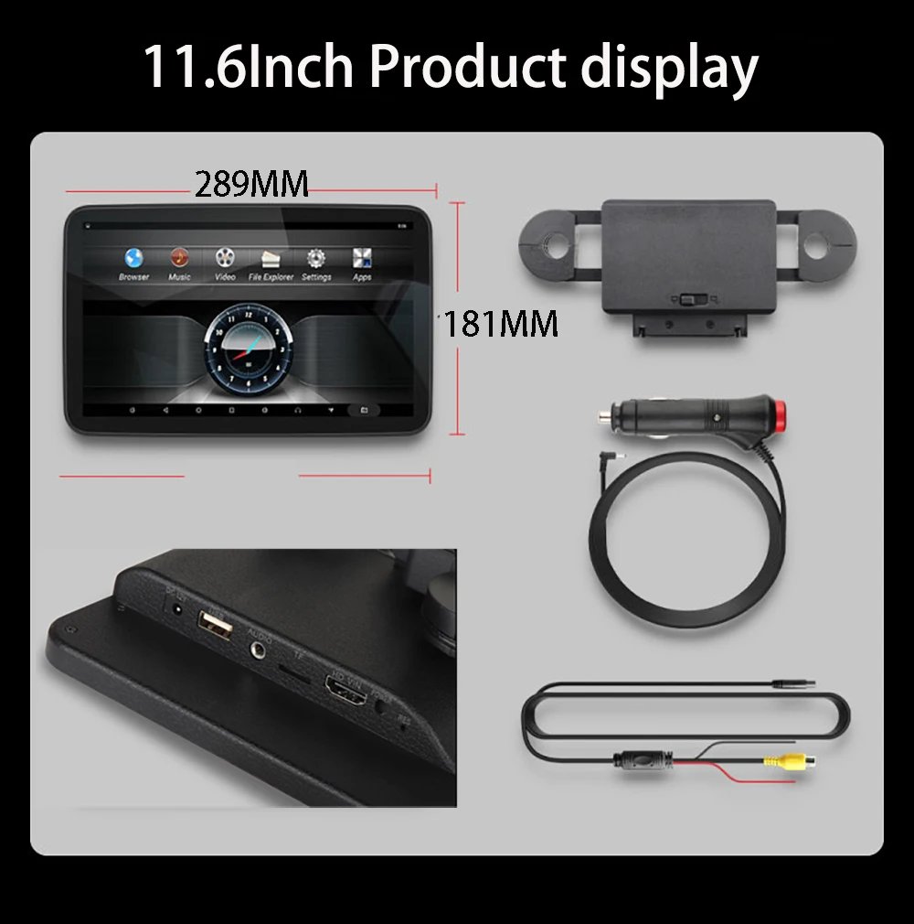 Headrest Monitor Display IPS Android WIFI Tablet Touch Screen For Car Rear Seat Player Video Music FM Bluetooth AirPlay HDMI IN
