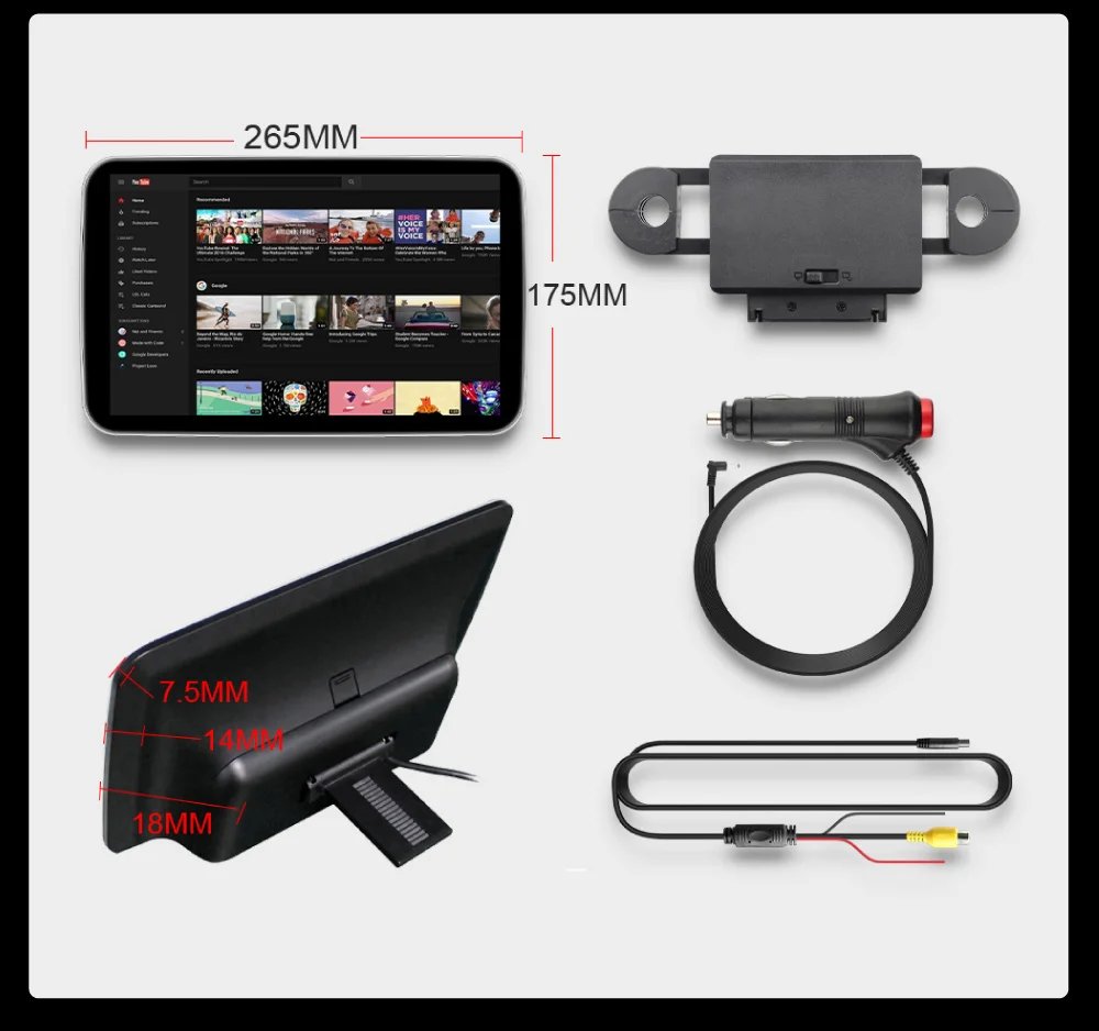 Headrest Monitor Display IPS Android WIFI Tablet Touch Screen For Car Rear Seat Player Video Music FM Bluetooth AirPlay HDMI IN