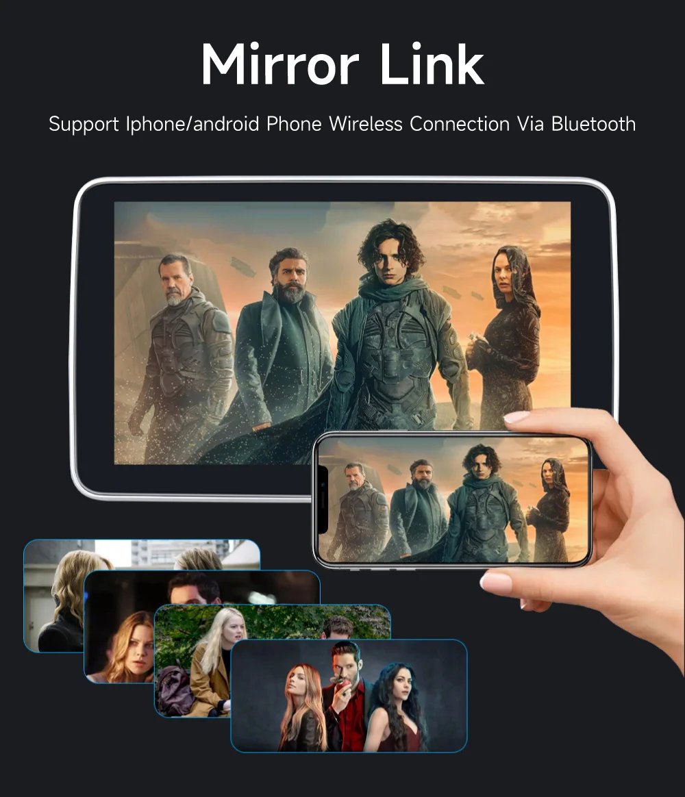 Headrest Monitor Display IPS Android WIFI Tablet Touch Screen For Car Rear Seat Player Video Music FM Bluetooth AirPlay HDMI IN