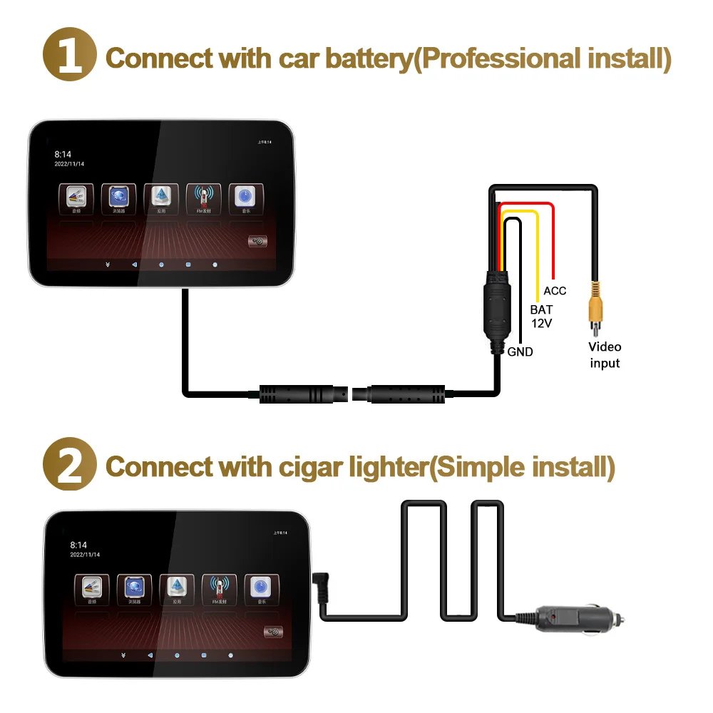 Headrest Monitor Display IPS Android WIFI Tablet Touch Screen For Car Rear Seat Player Video Music FM Bluetooth AirPlay HDMI IN