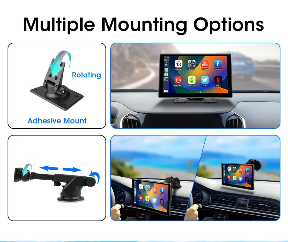 JMCQ 10 inch Carplay Car Smart Screen multimedia Video player Wireless Carplay Android Auto Car Radio for Apple Android Stereo