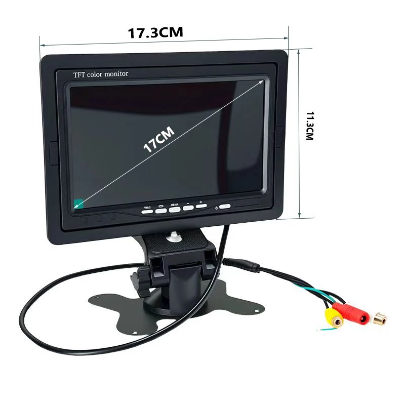 HD 7-inch car monitor TFT LCD 1024X600 display rear view screen 12V/24V car reversing camera CCTV home security monitoring