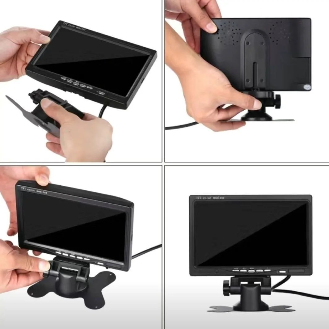 HD 7-inch car monitor TFT LCD 1024X600 display rear view screen 12V/24V car reversing camera CCTV home security monitoring