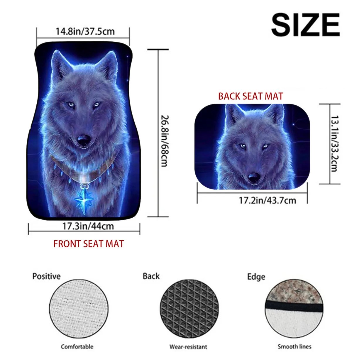 4PCS Universal Car Floor Mat Wolf Background Rubber Anti Slip Dustproof waterproof Front Rear Auto Mats for SUV Interior 4PCS Universal Car Floor Mat Wolf Background Rubber Anti Slip Dustproof waterproof Front Rear Auto Mats for SUV Interior