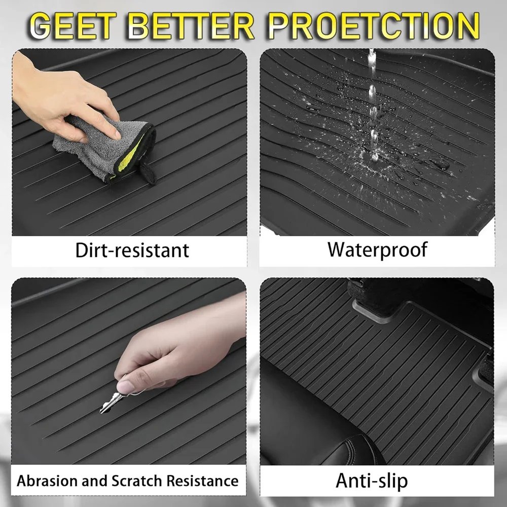 For Tesla Floor Mat Model Y 2021-2025 Model 3 Highland Car Trunk Mat Luggage Mat TPE waterproof Anti-Slip Set Floor Liner Mat