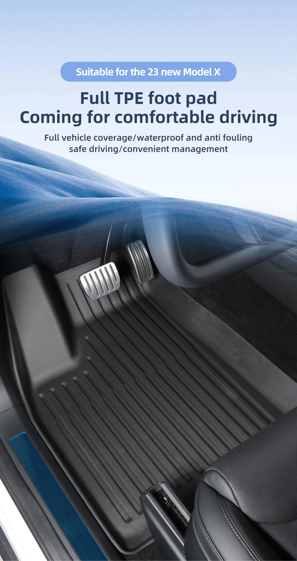 Car Foot Pad For Tesla Model X TPE Waterproof Wear-resistant Floor Mats Car Modification Accessories Front And Rear Trunk Mat