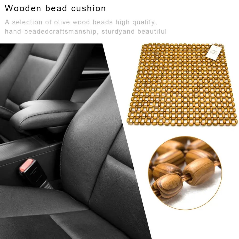 1pcs Car Seat Cushion Auto Cushion Wood Beads Thick Massage Wooden Cool Support Bead Wooden Seat Cover Universal Mat Summer