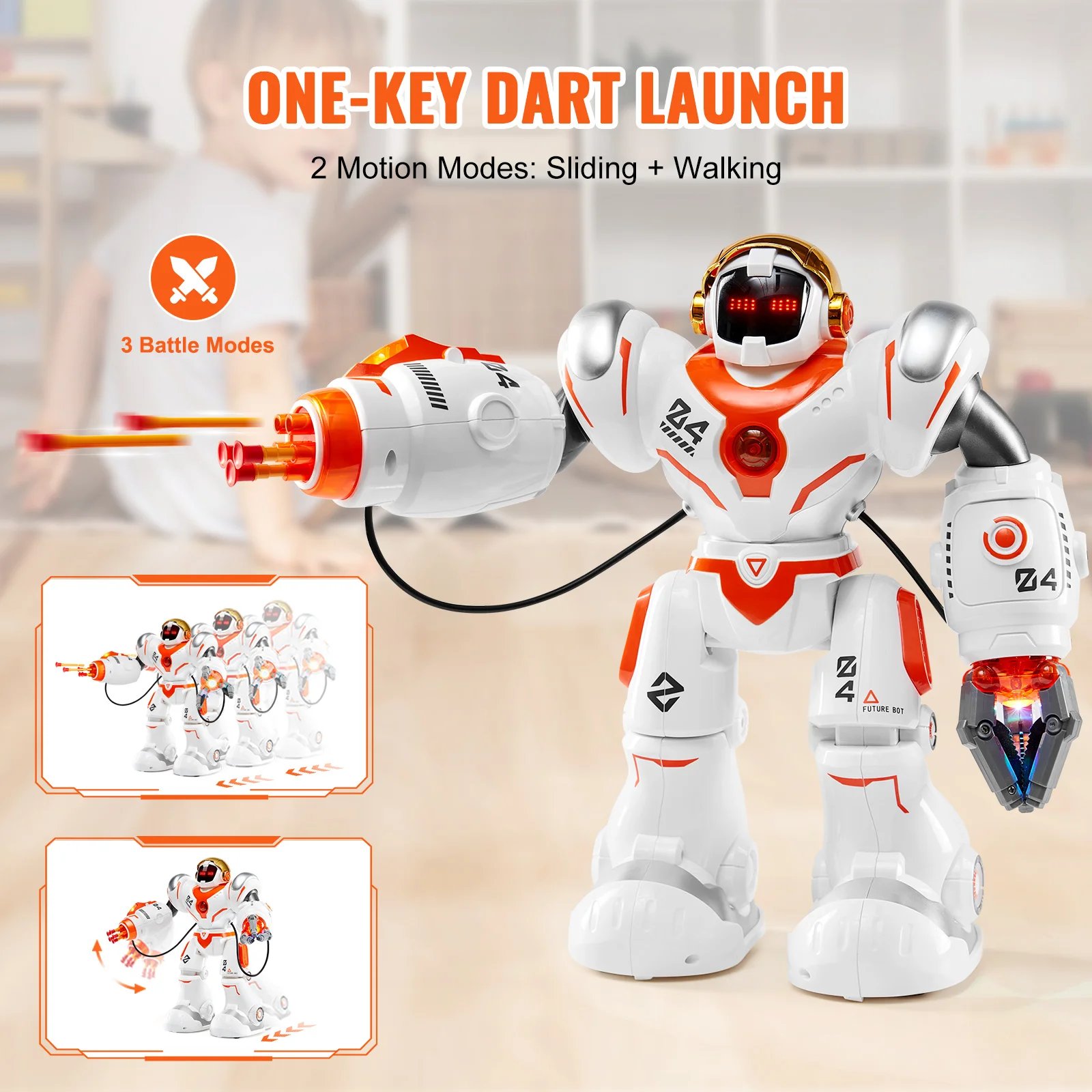VEVOR RC Robot Toys for Kids Battle Mode Programmable Remote Control Smart Robot with Bullets Interactive Walking Dancing Robot VEVOR RC Robot Toys for Kids Battle Mode Programmable Remote Control Smart Robot with Bullets Interactive Walking Dancing Robot