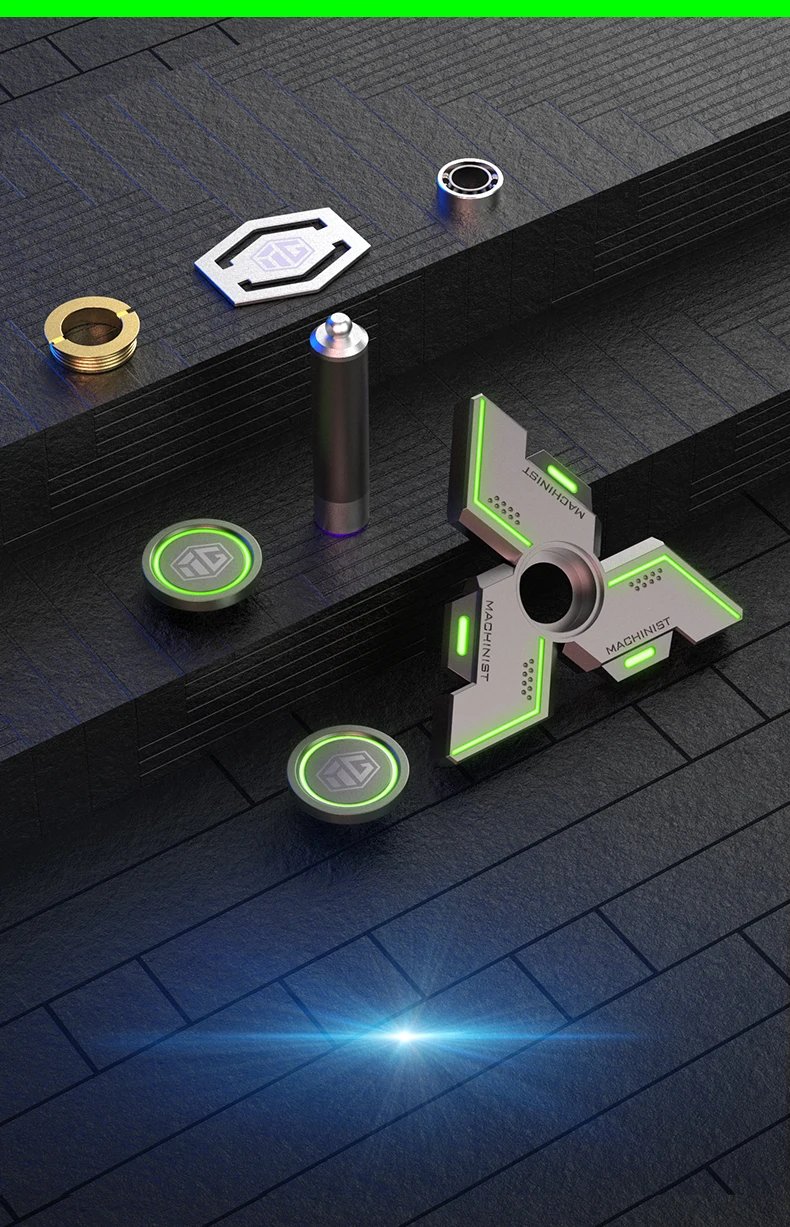 New Technology Smart Black Technology Fidget Spinner Metal Alloy Gyro Luminous Hand Stress Relief Toy Boy Adults Birtday Gifts