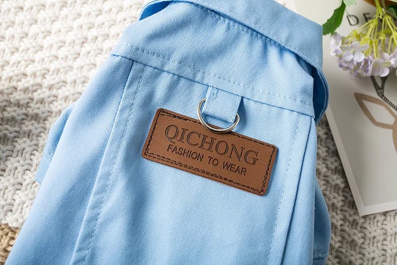 Pet Denim Jacket with Leash Holes Spring and Fall Lightweight Stylish Dog and Cat Clothes for Small Dogs Must-Have Pet Apparel