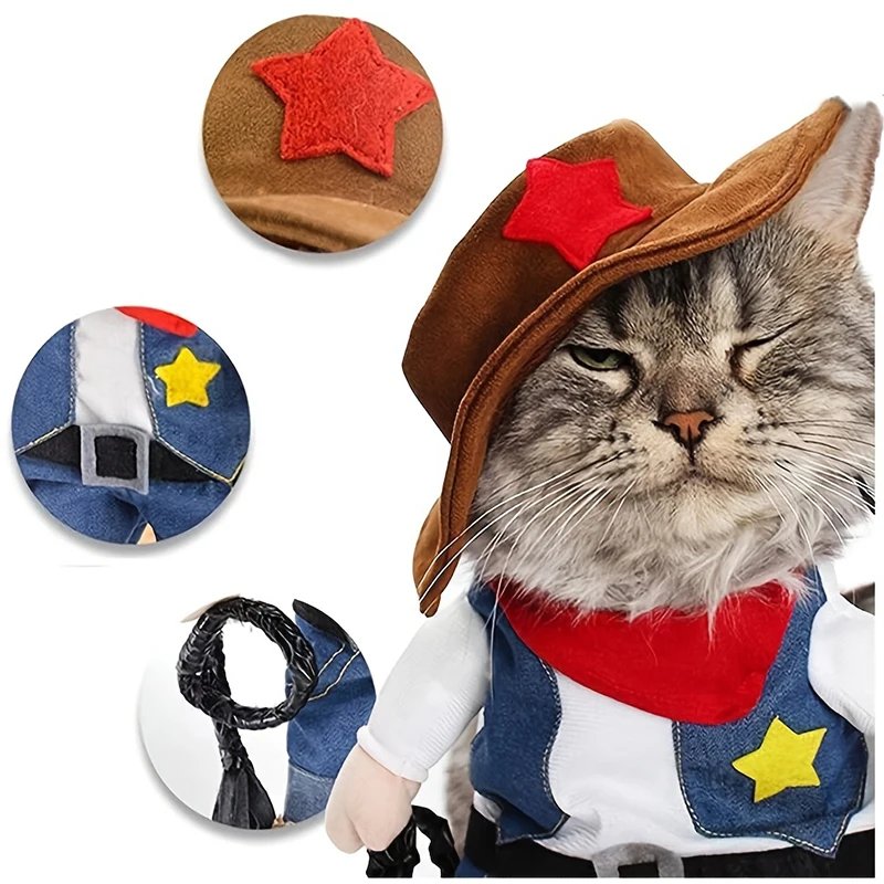 Dog Costume Funny Cosplay Clothes For Small Dogs Cat Halloween Puppy Festival Dress Up Suit Cowboy Apparel French Bulldog Outfit