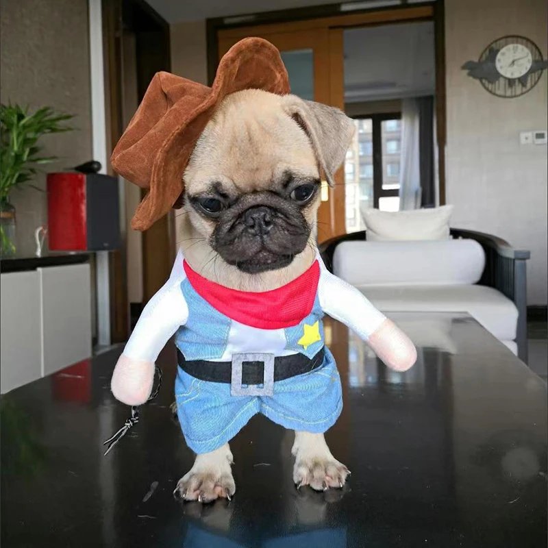 Dog Costume Funny Cosplay Clothes For Small Dogs Cat Halloween Puppy Festival Dress Up Suit Cowboy Apparel French Bulldog Outfit