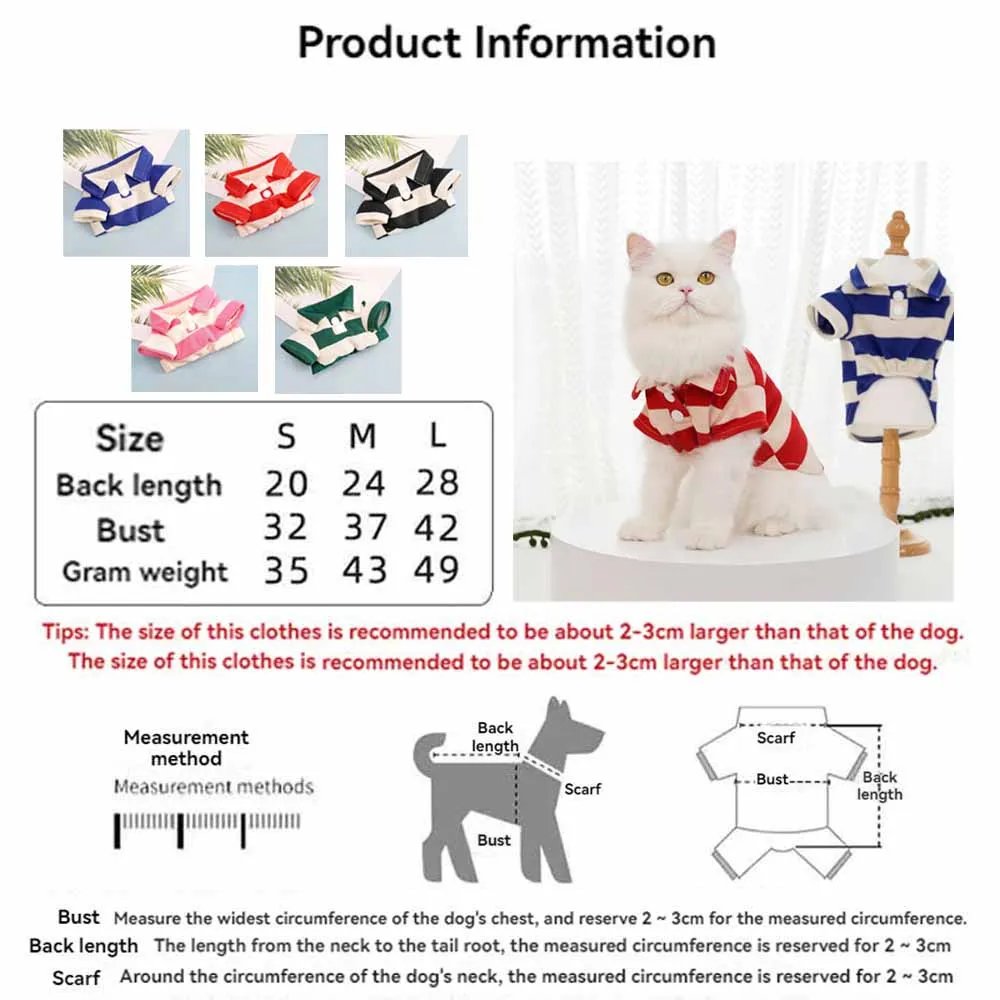Summer Polo Shirt for Dogs Puppy Clothes Bichon Frise Chihuahua Stripe Dog Sweatshirt Cat Cooling Vest for Small Medium Dogs