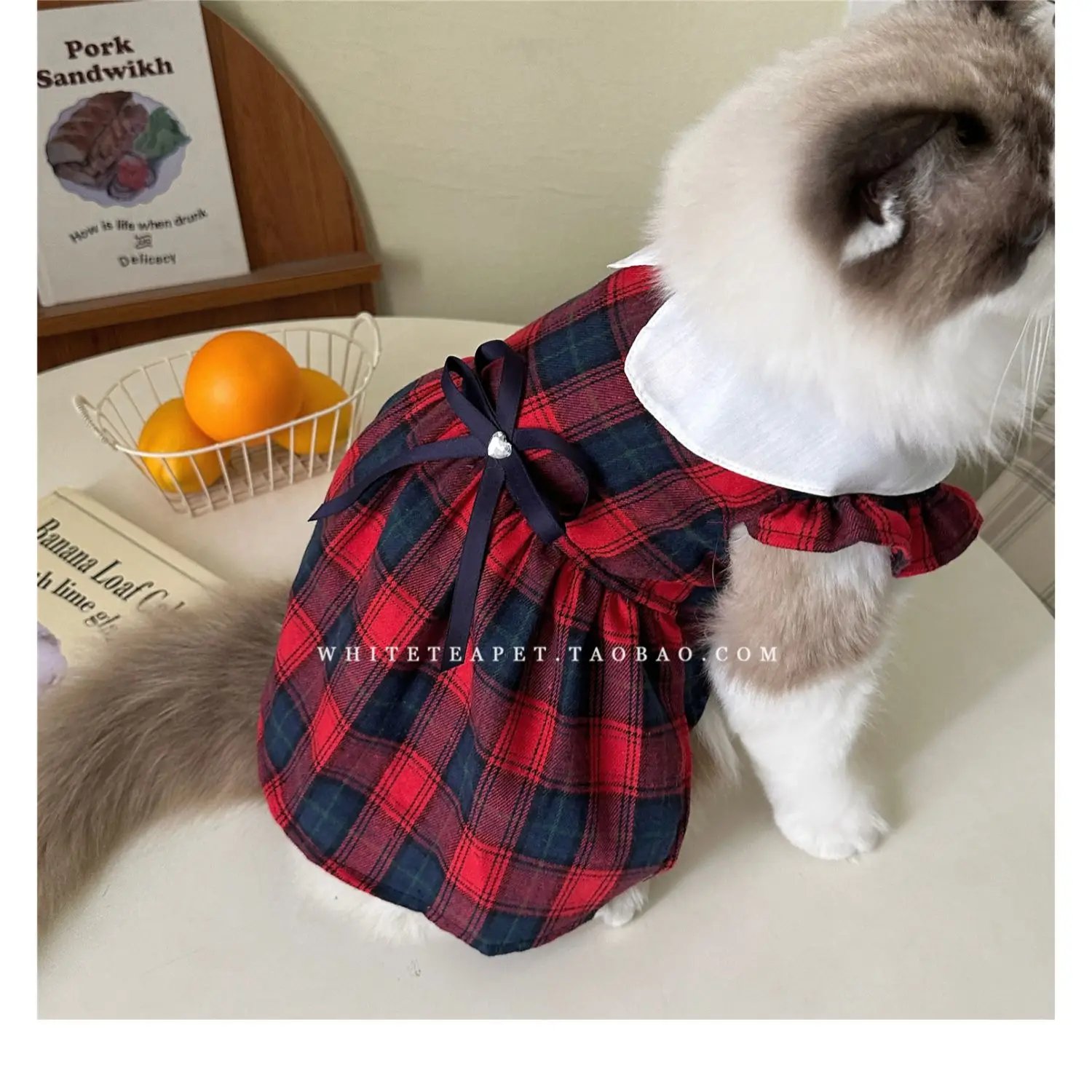 Cat Clothes Gingham Summer Princess Dress For Persian Cat Siamese Kitten Platinum Gradual Layer Skirt Dress Cute Cat Outfit