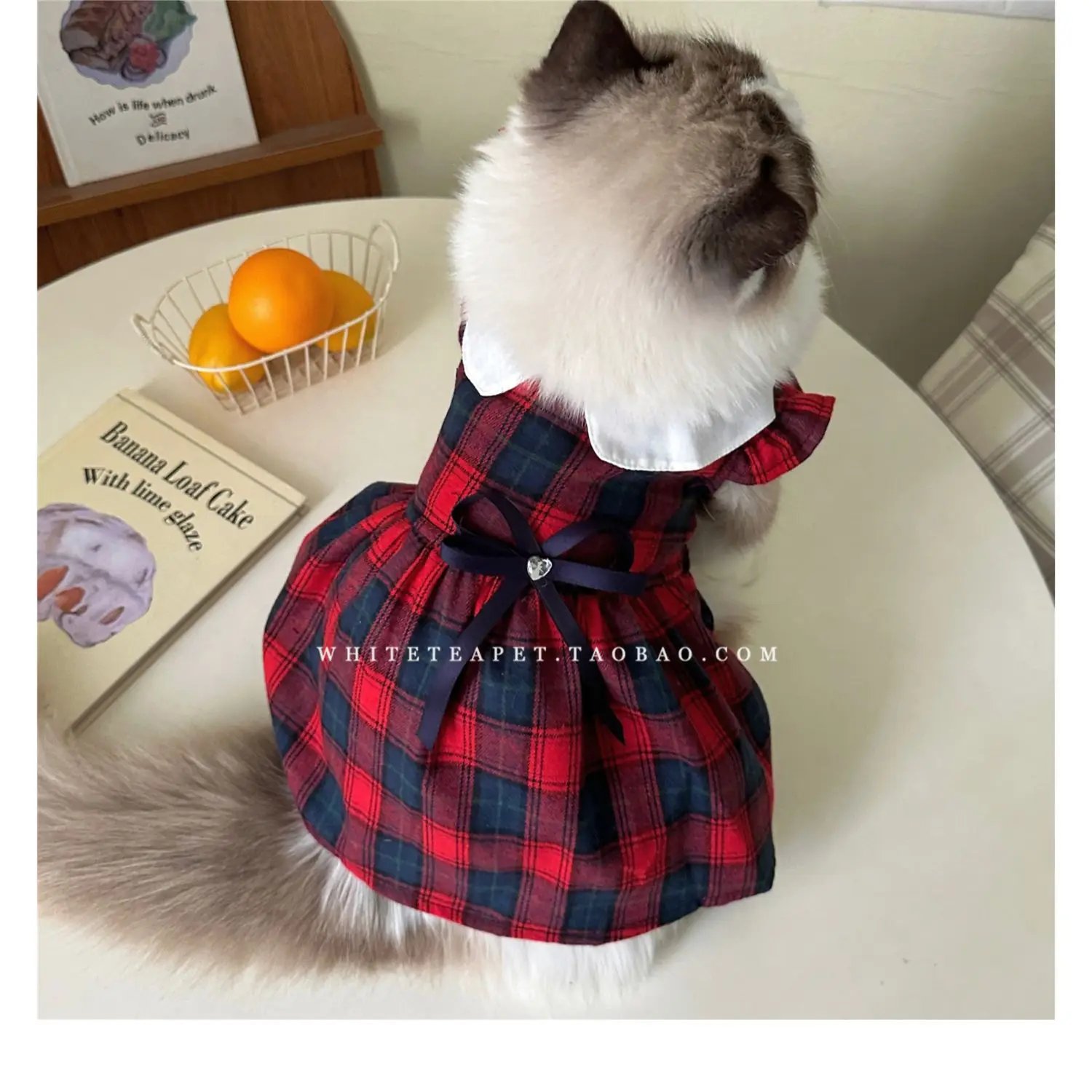 Cat Clothes Gingham Summer Princess Dress For Persian Cat Siamese Kitten Platinum Gradual Layer Skirt Dress Cute Cat Outfit