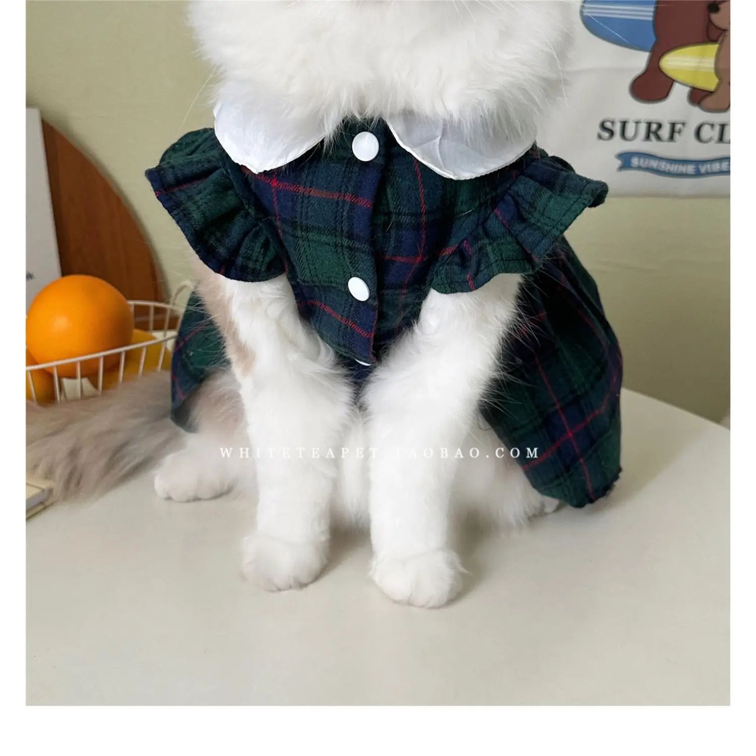 Cat Clothes Gingham Summer Princess Dress For Persian Cat Siamese Kitten Platinum Gradual Layer Skirt Dress Cute Cat Outfit