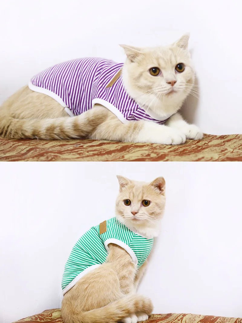 Classic Stripe Pet Cat Clothes for Cats Summer Dog Cat Vest Shirt katten kleding Kedi Suit Goods For Pets Cats Costume Clothing
