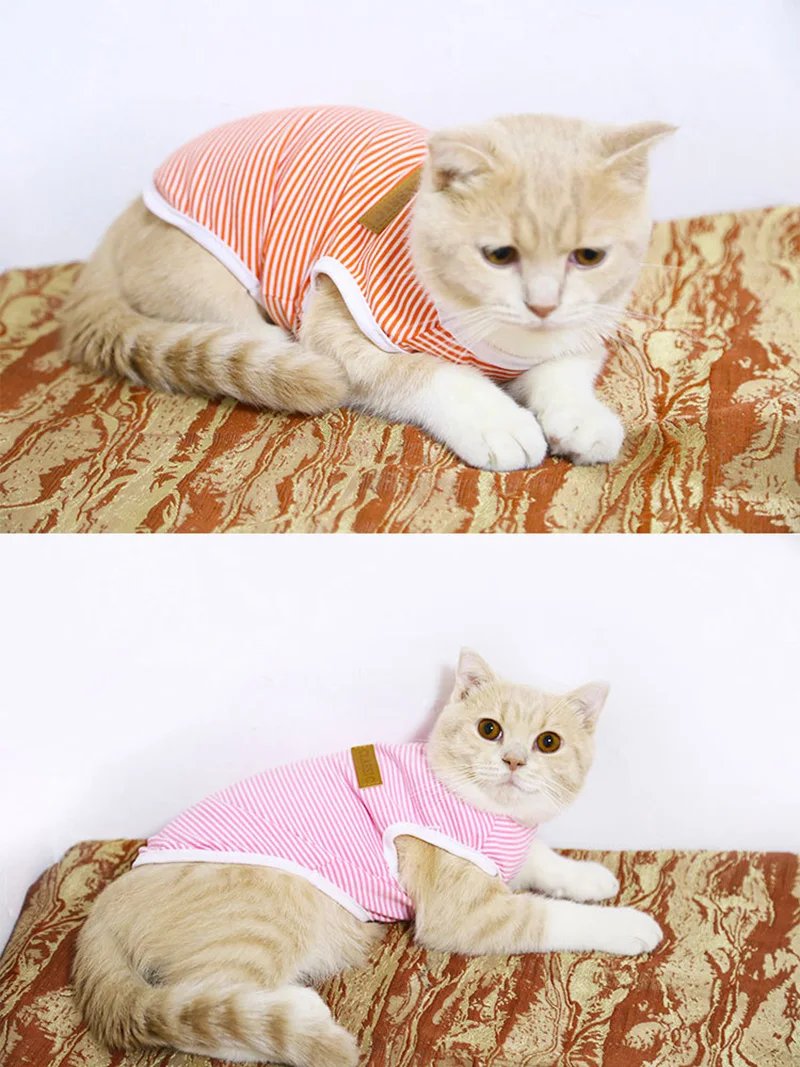 Classic Stripe Pet Cat Clothes for Cats Summer Dog Cat Vest Shirt katten kleding Kedi Suit Goods For Pets Cats Costume Clothing