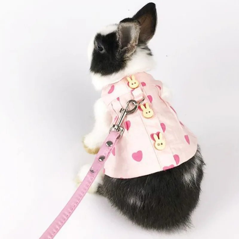 Cute Rabbit Leash and Harness Set Escape Proof Cute Clothes Walking Vest Knitted Bag Tiny Hat for Ferret Guinea Pig Hedgehog